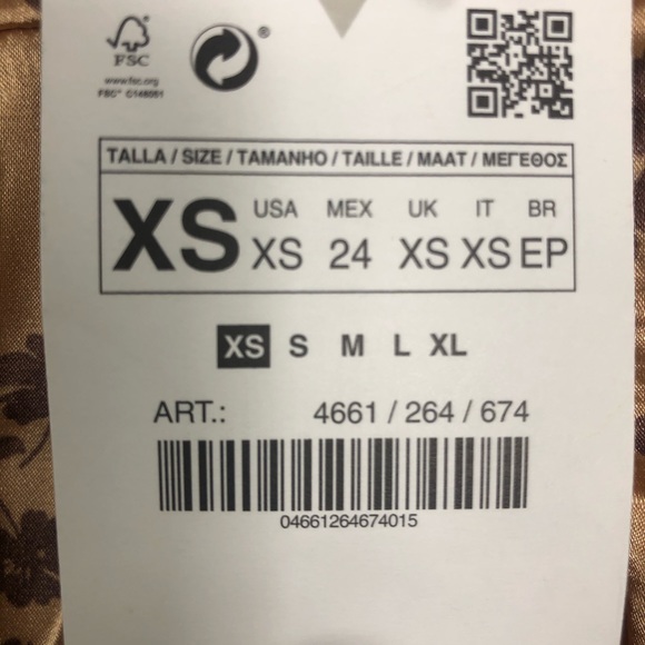 Zara Women Floral Print Skirt . Size: XS Brown and Beige . - Picture 8 of 8